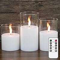 Vista 14 de GenSwin - Velas de cristal sin llama con control remoto que funcionan con batería, velas LED que parpadean de cera real y mecha 3D