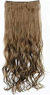 وصلة شعر طويل مموج للنساء بلون بني فاتح صناعيه لمظهر طبيعي و طول و كثافة