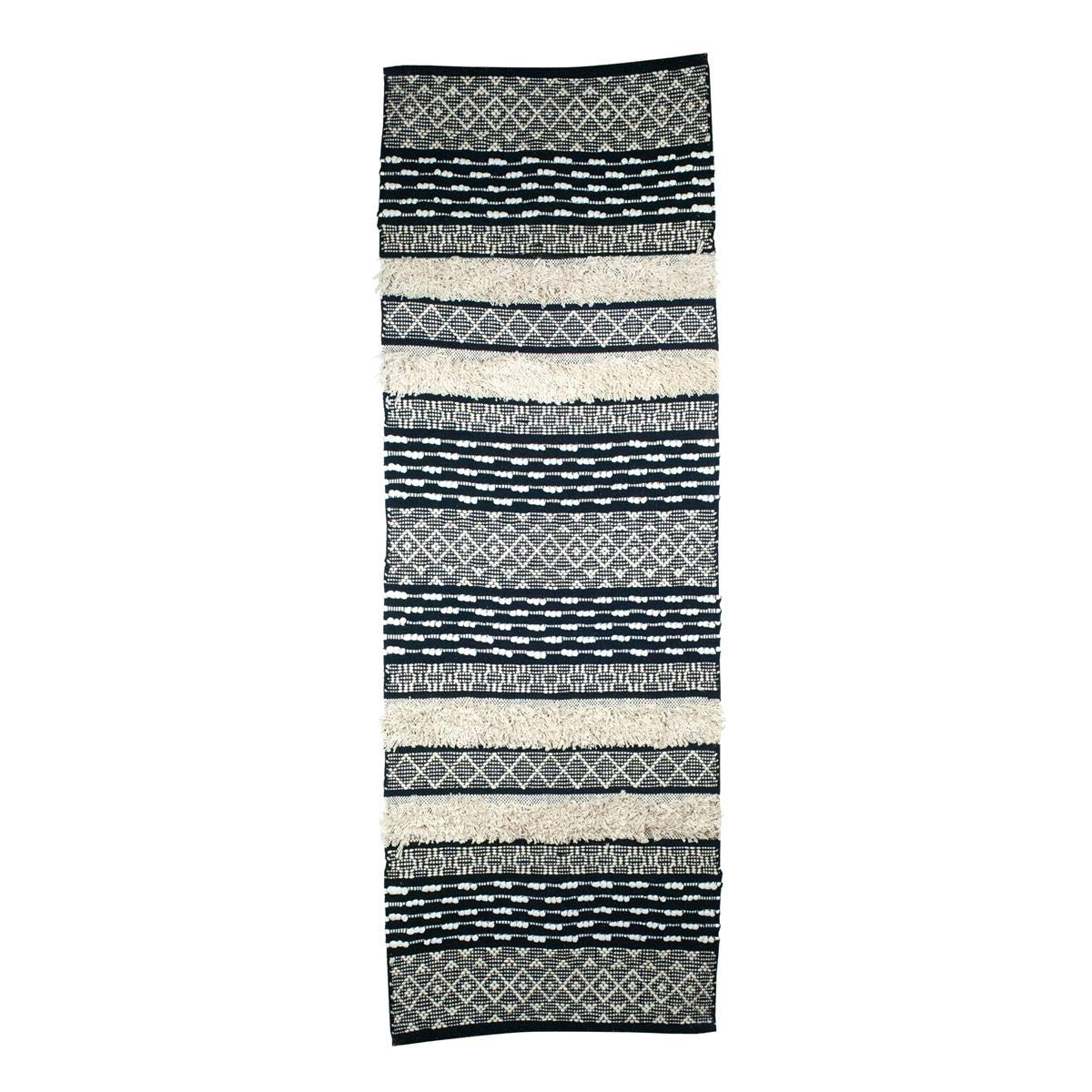 Tapis lirette bohème ethnique noire créez un coin lecture cosy