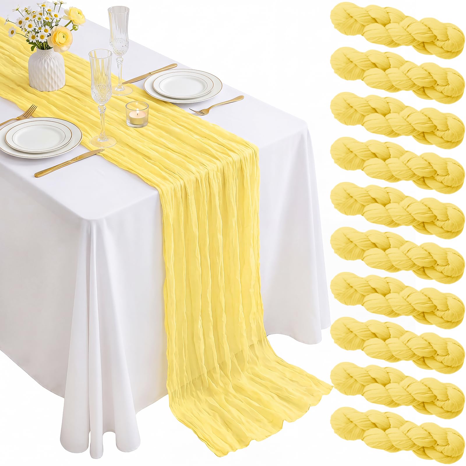 Boho Gauze Table Runner - Light Yellow