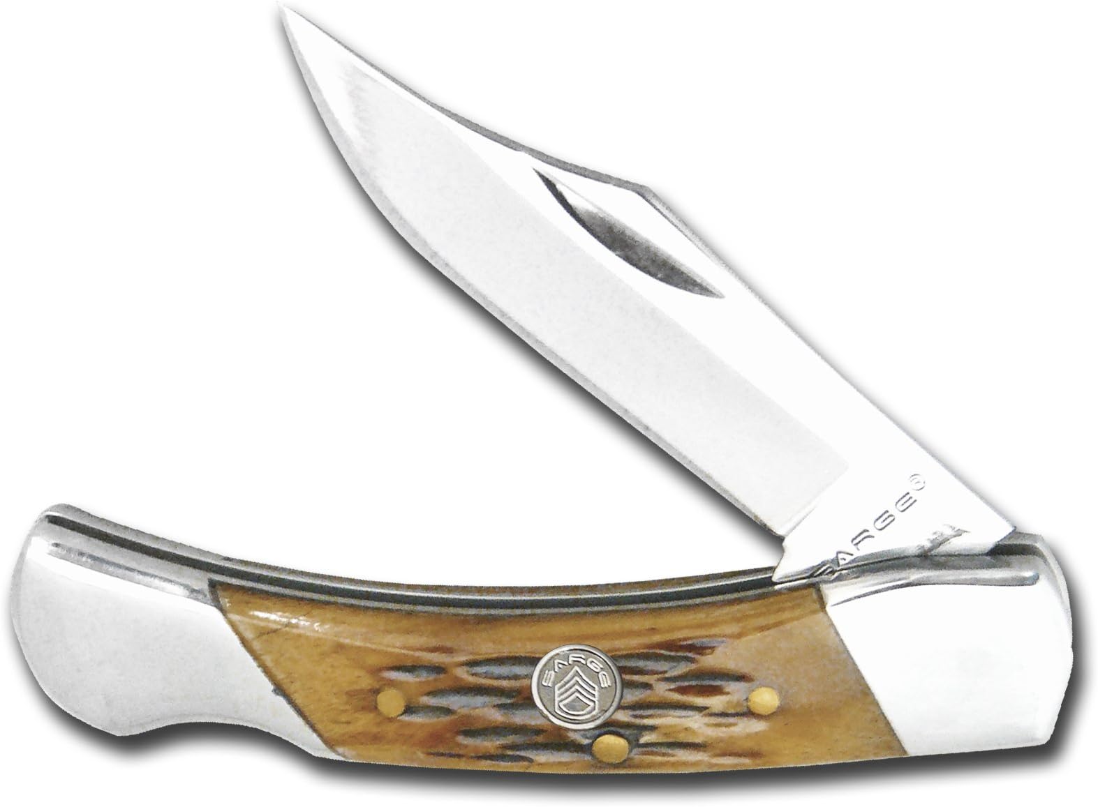 Sarge Knives SK-145 Lock Back Brown Jigged Bone Pocket Knife with 2-1/4-Inch Stainless Steel Blade