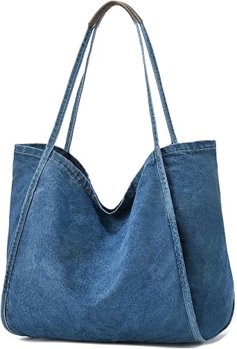 ALUDAPIJU Casual Canvas Tote Bag for Women Large Slouchy Hobo Shoulder Bag for Work Travel Tote Purse Handbags Message Bags