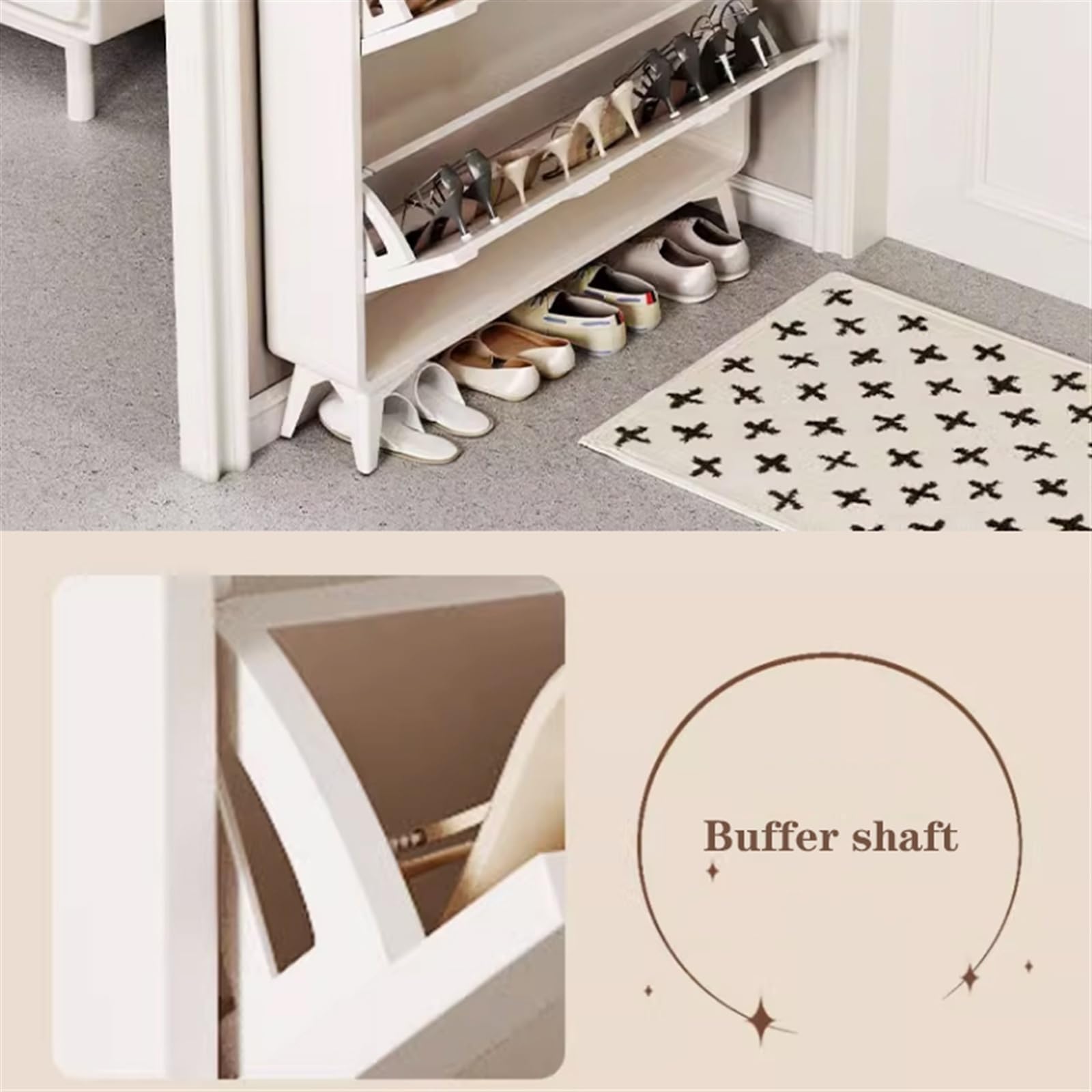 Zapatero Zapatero Blanco Moderno, Zapatero Independiente con 3 cajones abatibles, Organizador de Zapatos Estrecho for Entrada, Pasillo, Dormitorio Mostrar Estante(60x17x120CM)
