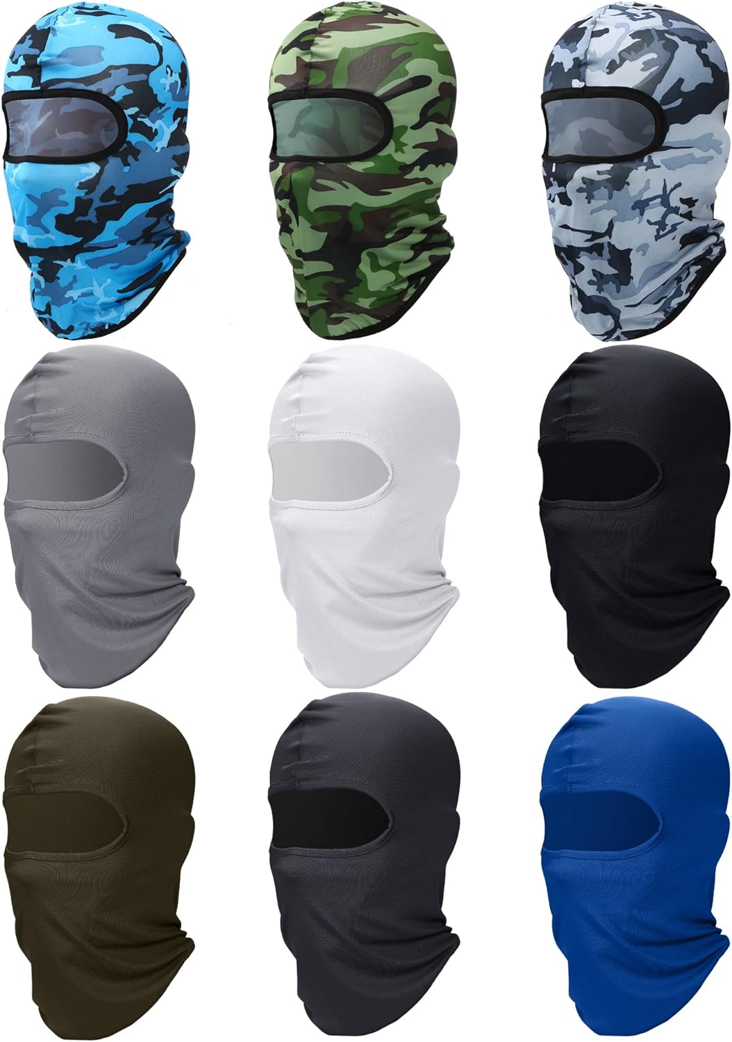 SATINIOR 9 Pack Ski Mask for Men Balaclava Full Face Shiesty Mask Breathable Summer Windproof Hood for Motorcycle Snowboard