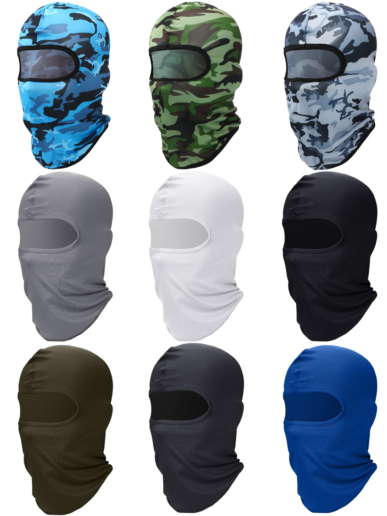 9 Pack Ski Mask for Men Balaclava Full Face Mask Breathable Winter Windproof Hood for Motorcycle Snowboard