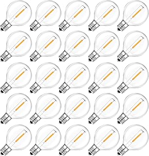 Couah G40 Led Replacement Light Bulbs, E12 Screw Base Shatterproof LED Globe Bulbs Light for Outdoor String Lights,0.6Watt Equvalent to 5 Watt Incandescent Bulbs,Warm White,25 Pack