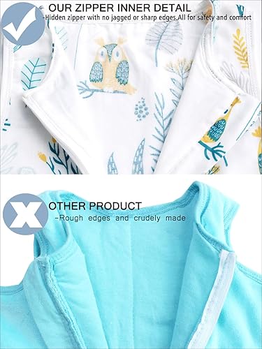 Miniatura 5 de Saco de dormir para bebé con pies, muselina 70% rayón derivado de bambú, saco de dormir 30% algodón, mantas sin mangas, bosqueM 2-3T
