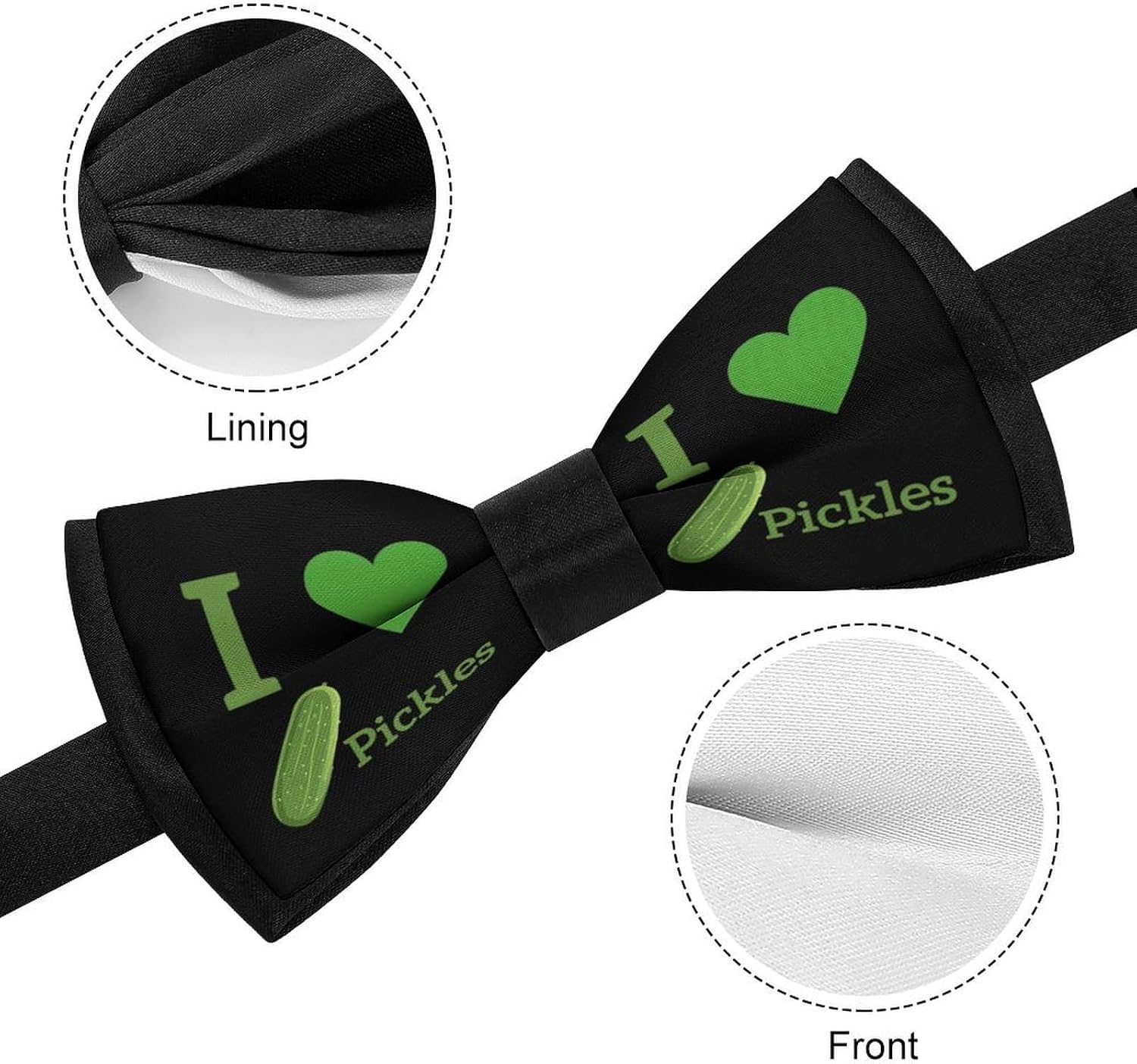 I Love Pickles Novelty Men's Bow Tie Pre-tied Adjustable Bowtie Accessories for Wedding Party