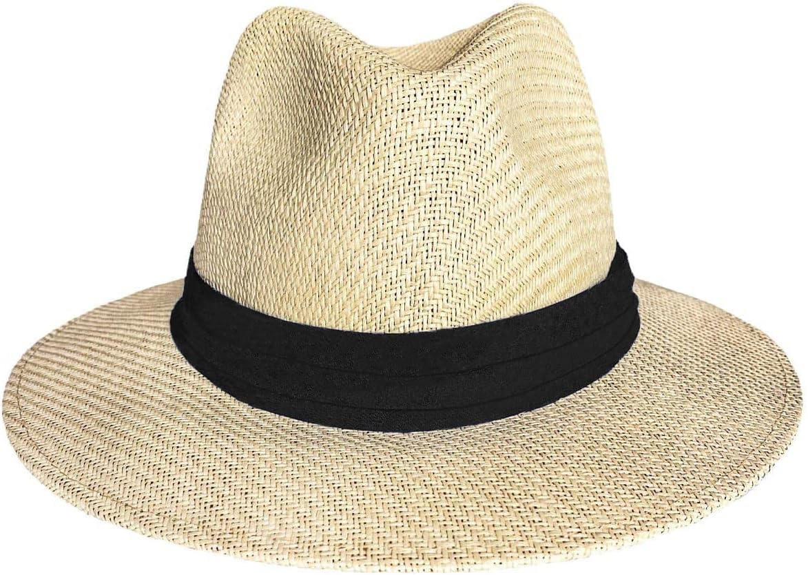 Panama Jack Mens Straw Safari Sun Hat - Lightweight, 3-Pleat Ribbon Band - Image 4