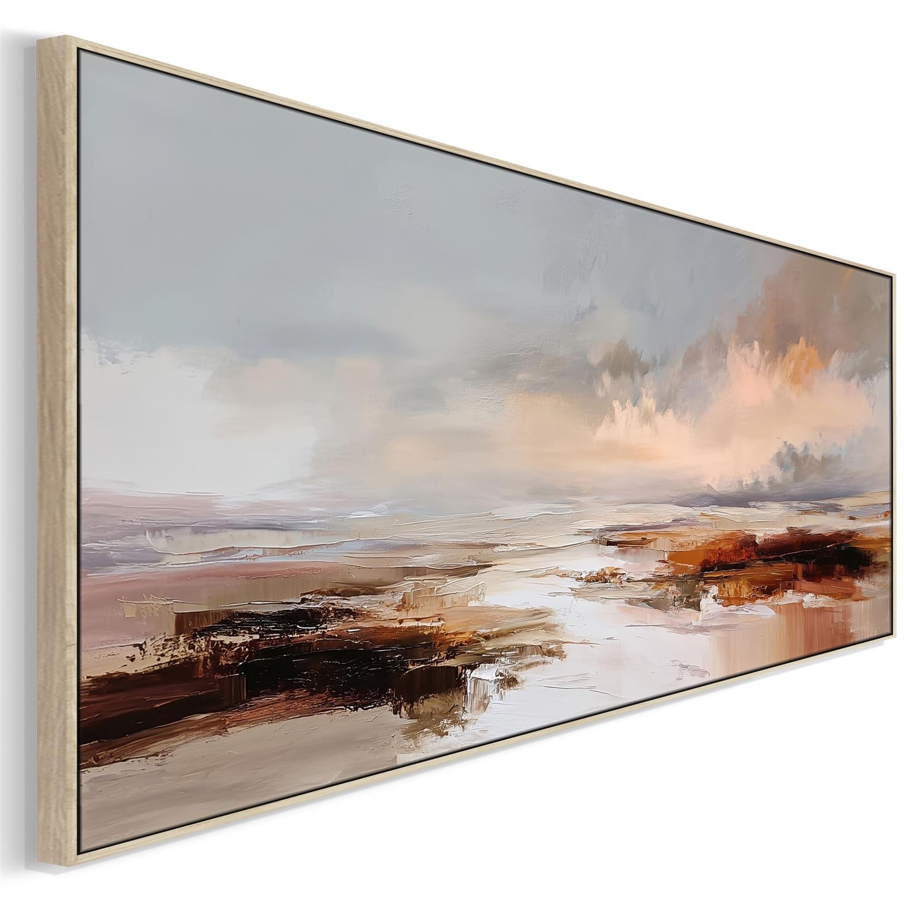 Wallfillers Long Framed Wide Wall Art - Panoramic Blush Horizon (100cm x 37cm)