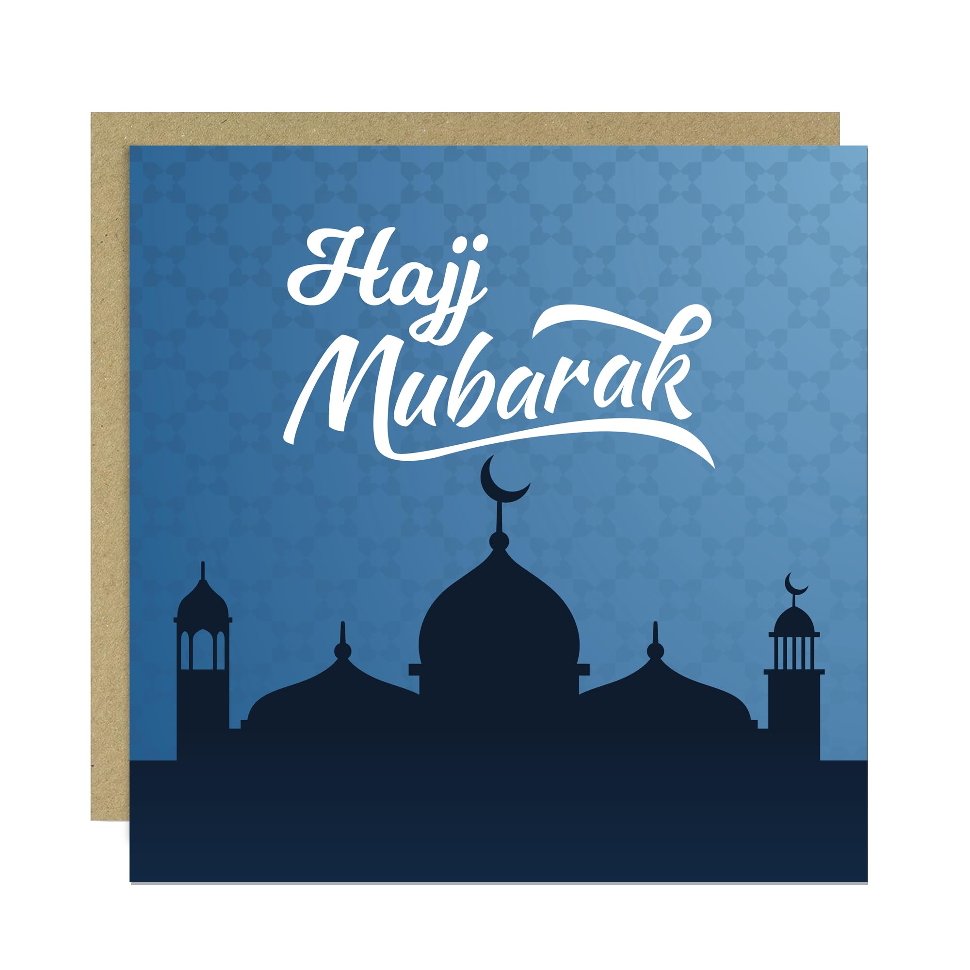 RED OCEAN Hajj Mubarak Card For Family Friends, Hajj Mubarak Cards For Muslims, 145mm x 145mm Card With Craft Envelope, Mecca Ramadan, Islamic Cards Him Her
