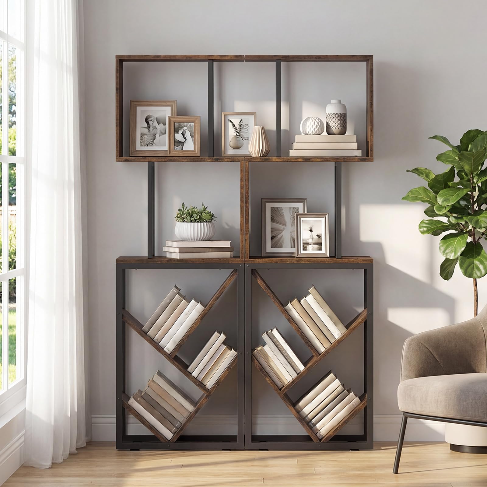 KOMFOTTEU Libreria Verticale a 6 Ripiani Metallo e Kit Antiribaltamento