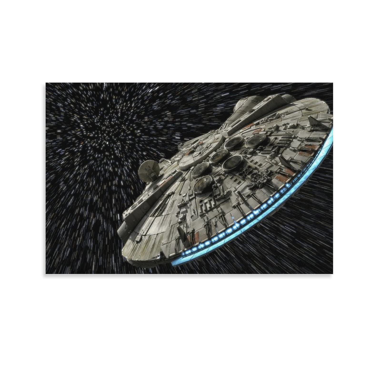Movie Posters Spaceship Millennium Falcon Canvas Poster Hanging Picture Print Modern Family Bedroom Decor Posters Wall Art Decorative 12x18inch(30x45cm)