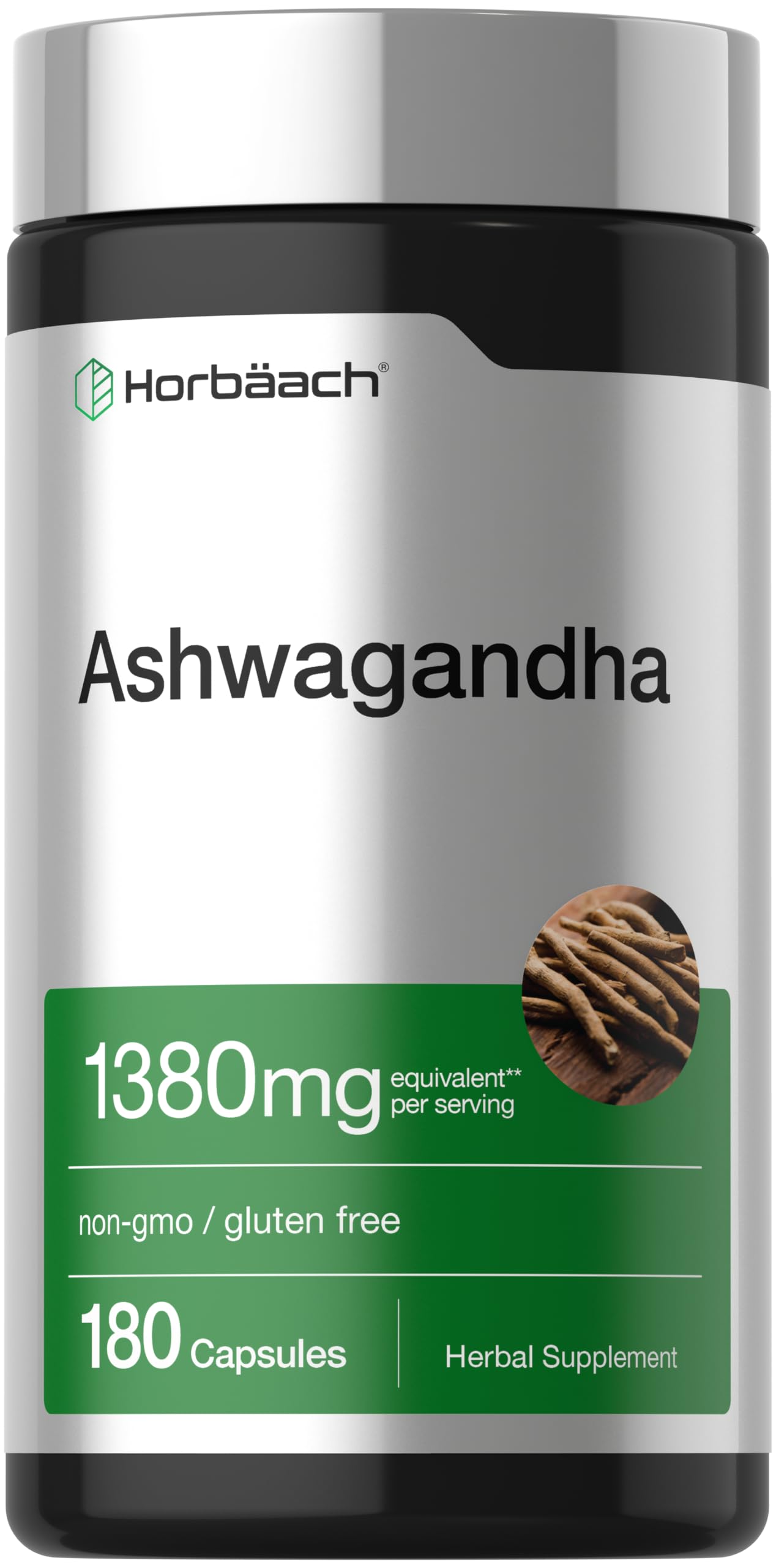 Horbäach Ashwagandha Root Supplement | 180 Capsules | for Women and Men