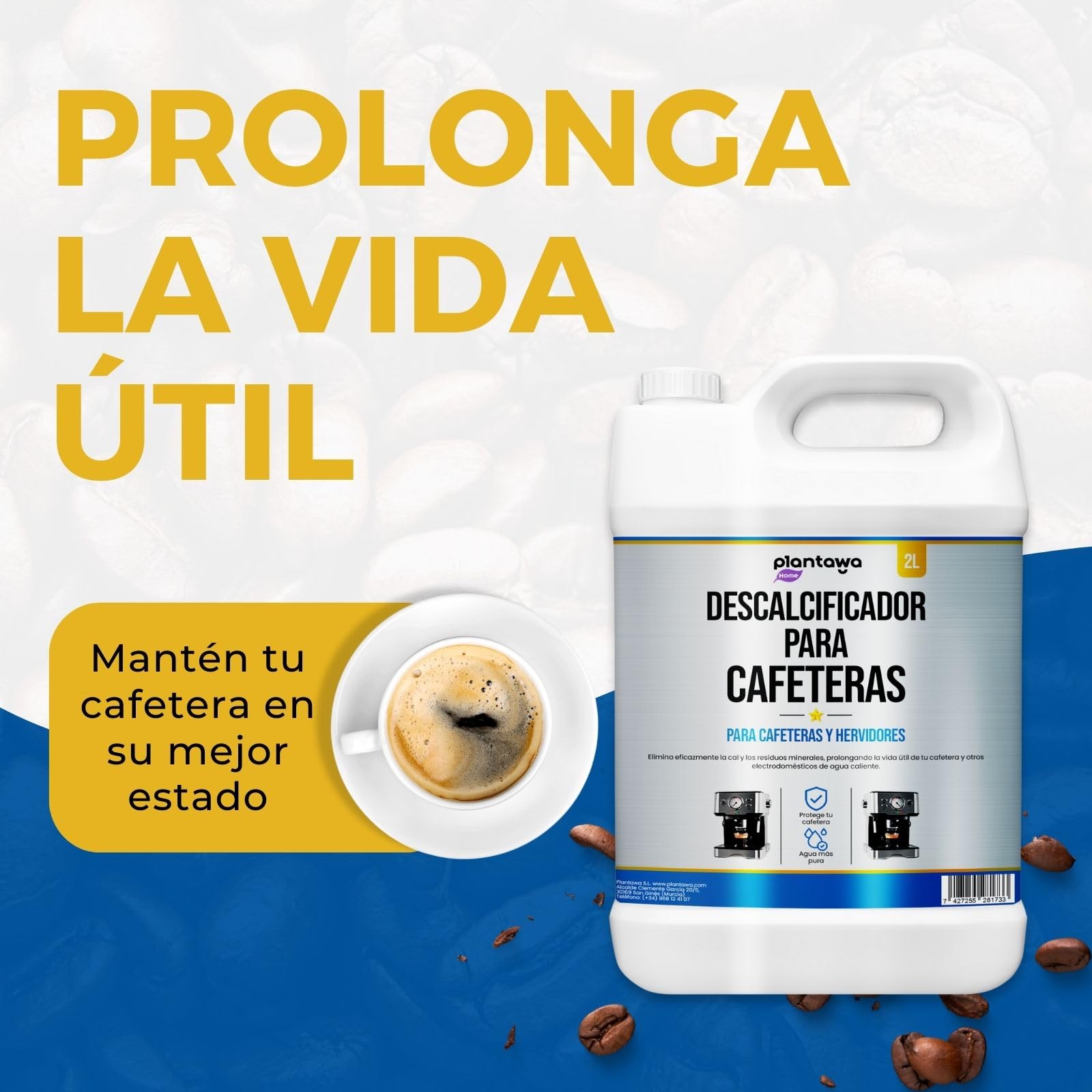 Plantawa Liquido decalcificante 2 litri. Compatibile con tutte le macchine da caffè. Mantieni la tua Macchina da Caffè in Ottime Condizioni, Rimuovi il calcare incorporato nelle macchine da caffè.…