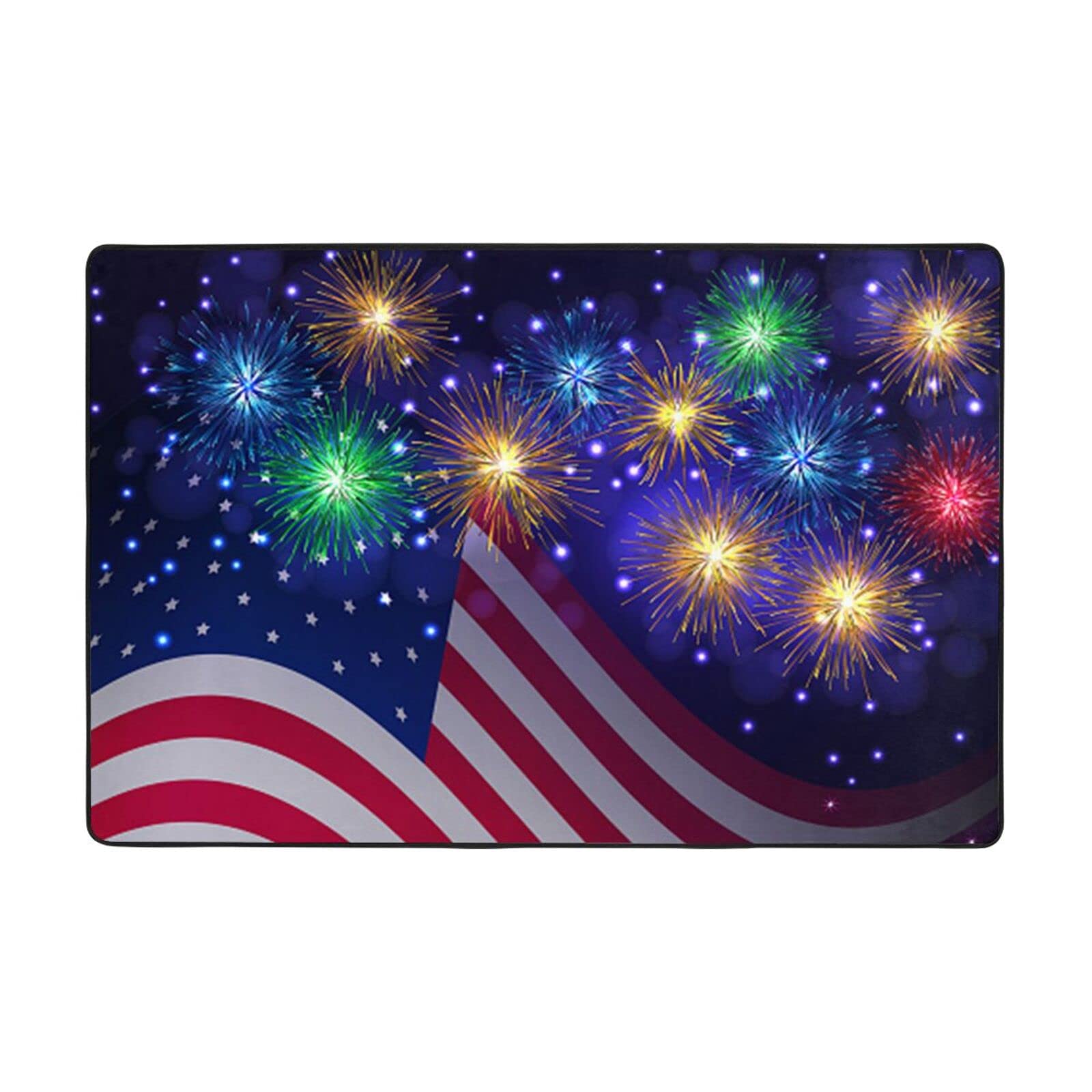 Tapis de sol anti-froid pour chambre et salon motif drapeau américain 4 Juillet