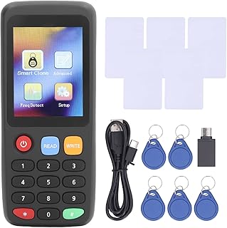 NFC RFID Card Copier Reader Writer, 13.56MHz 125KHz Full Frequency Smart Card Reader Writer Duplicator with Key Fob Cards, USB Contactless NFC RFID Reader Copier for ID IC Card (5 UID Buckles 5 UID Cards)