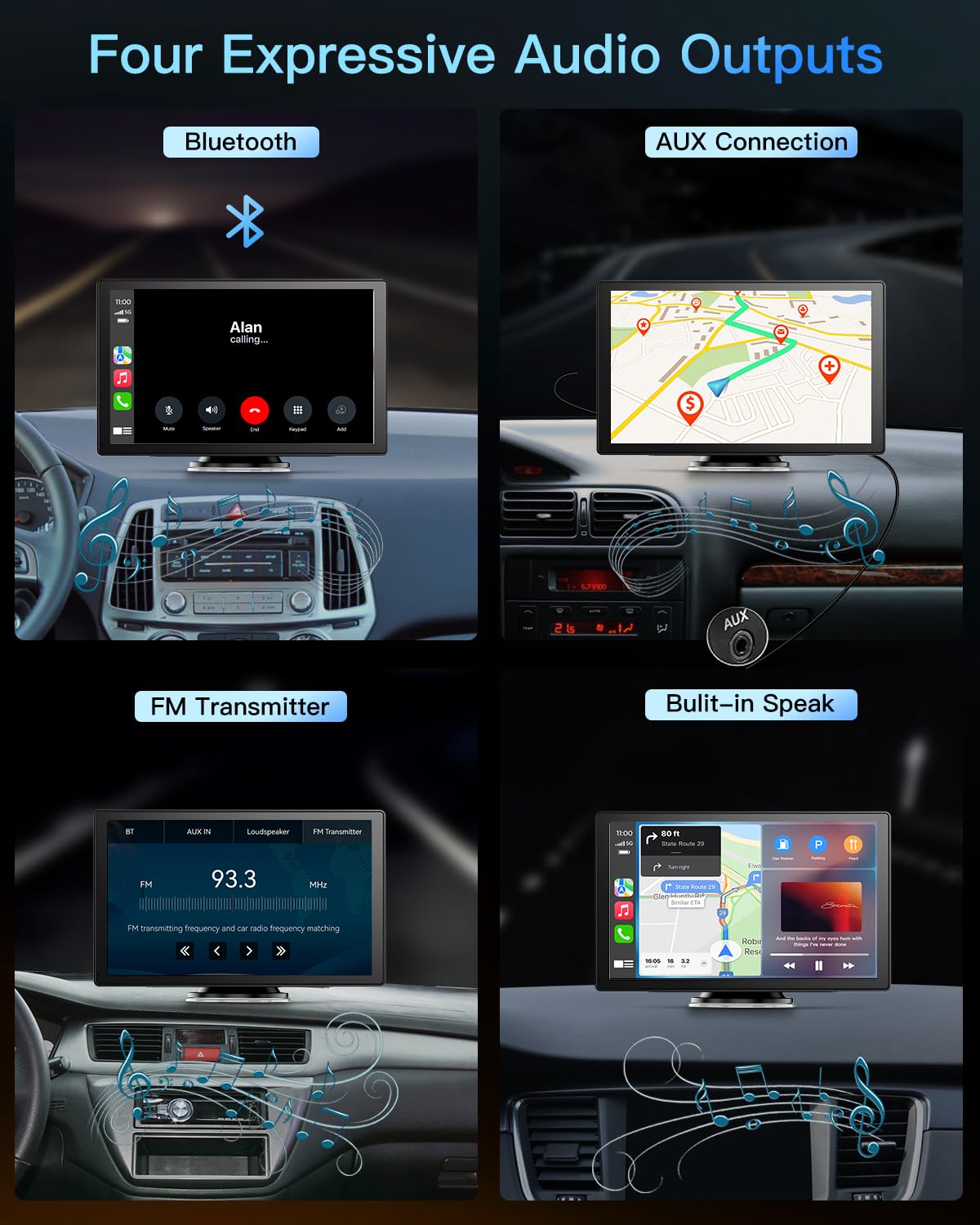 FancyTiger Schermo Carplay Per Moto 6 Pollici - Wireless, Doppia Telecamera HD 1080p, TPMS, Navigatore Touchscreen Impermeabile, Bluetooth, Registrazione Loop
