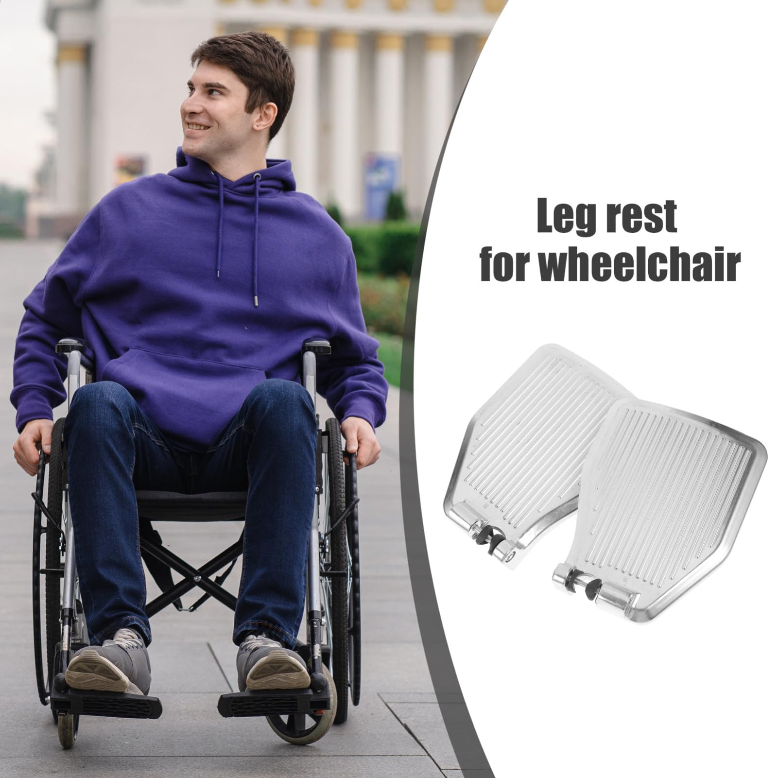 UKCOCO Reposapiés de Aleación de Aluminio Ligero para Silla de Ruedas Accesorios Estables Diseño Ergonómico y Almohadilla Pie para Usuarios Movilidad Reducida