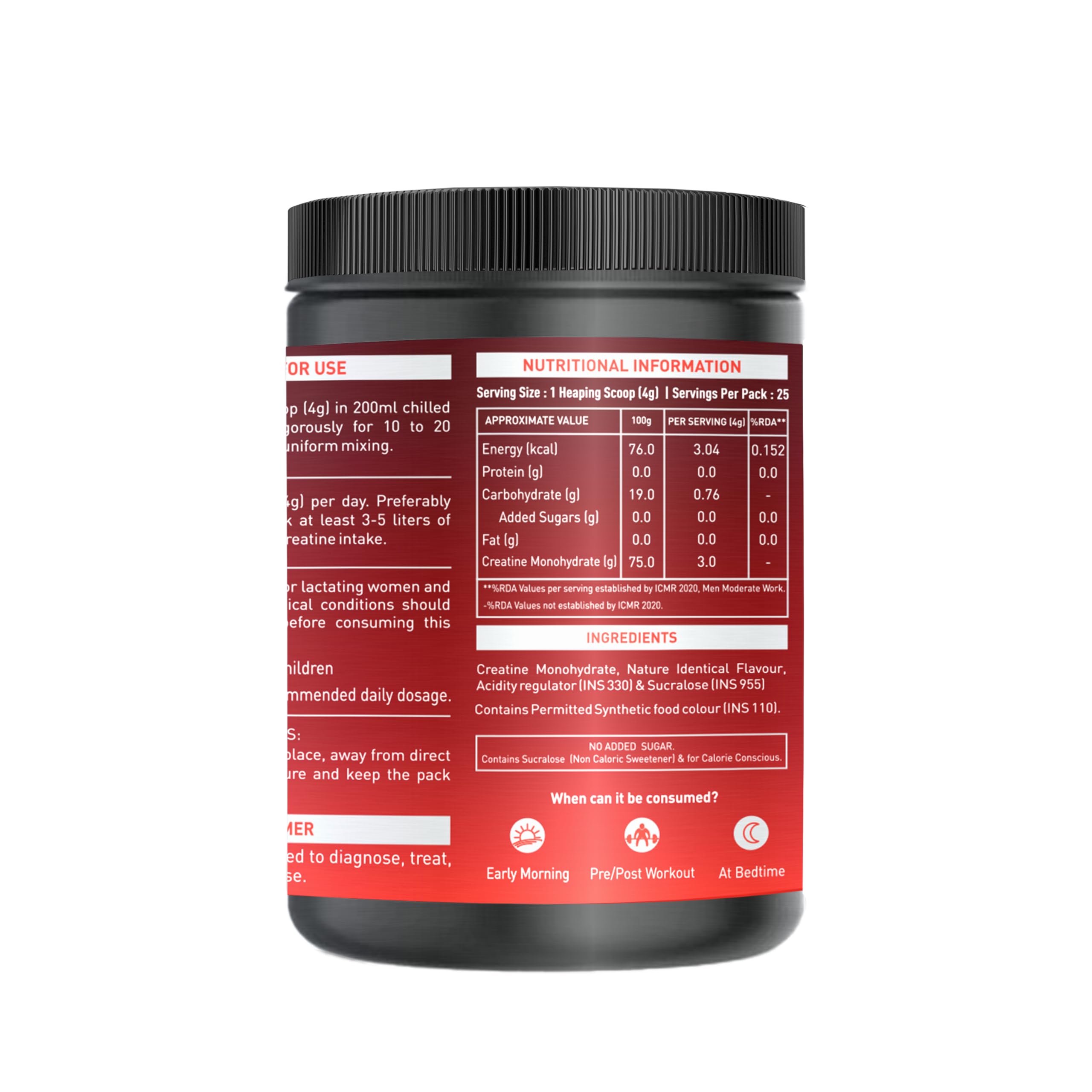 NAKPRO Micronised Creatine Monohydrate Powder 100g, Tangy Orange | 3g Creatine/Serving | Trustified Certified | Rapid Absorption Pre/Post Workout Supplement for Muscle Repair & Recovery - Image 3 thumbnail