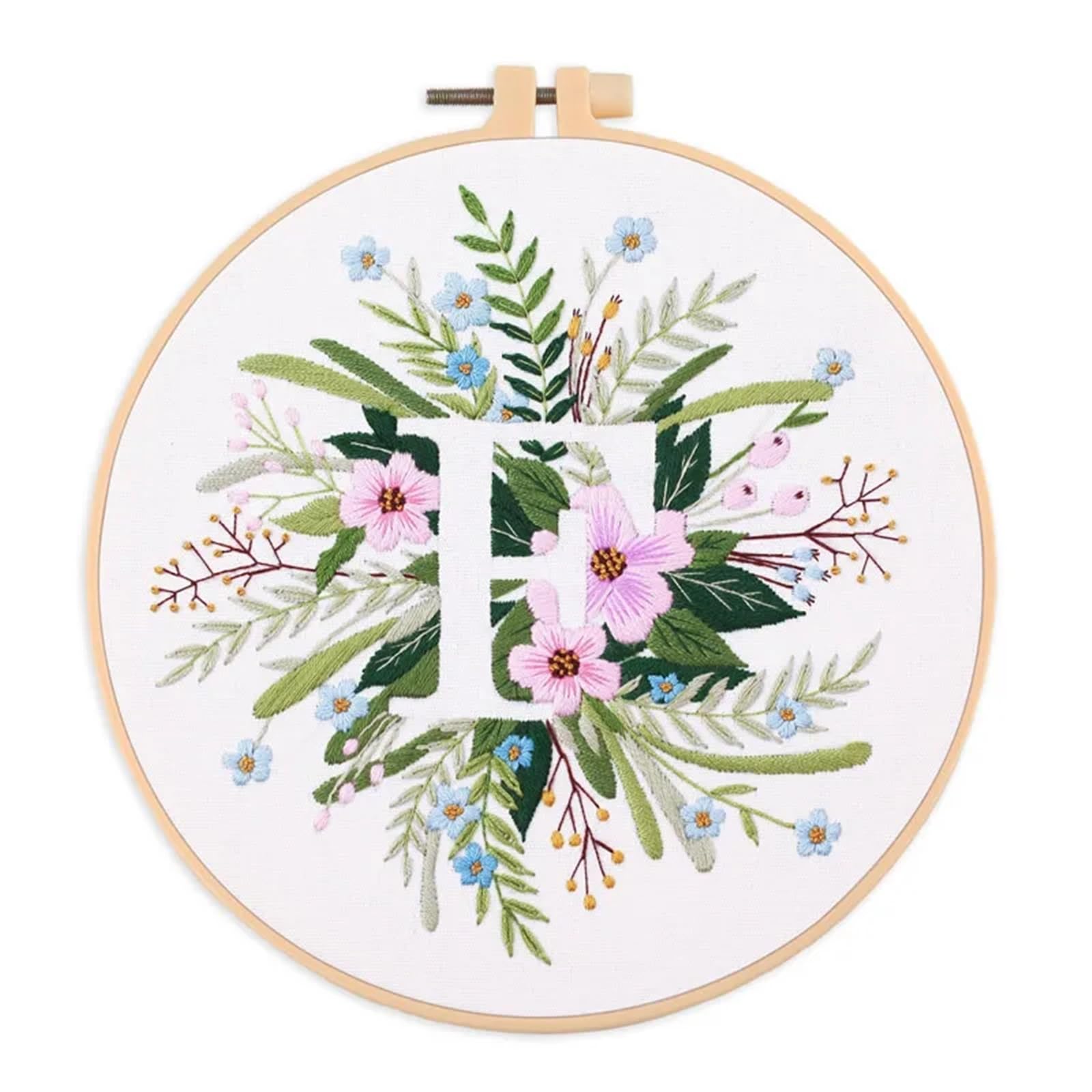 LKLNKVL embroidery, Embroidery Kit， For Beginner And Adults Starter Kit(Color F,With 20cm hoop)