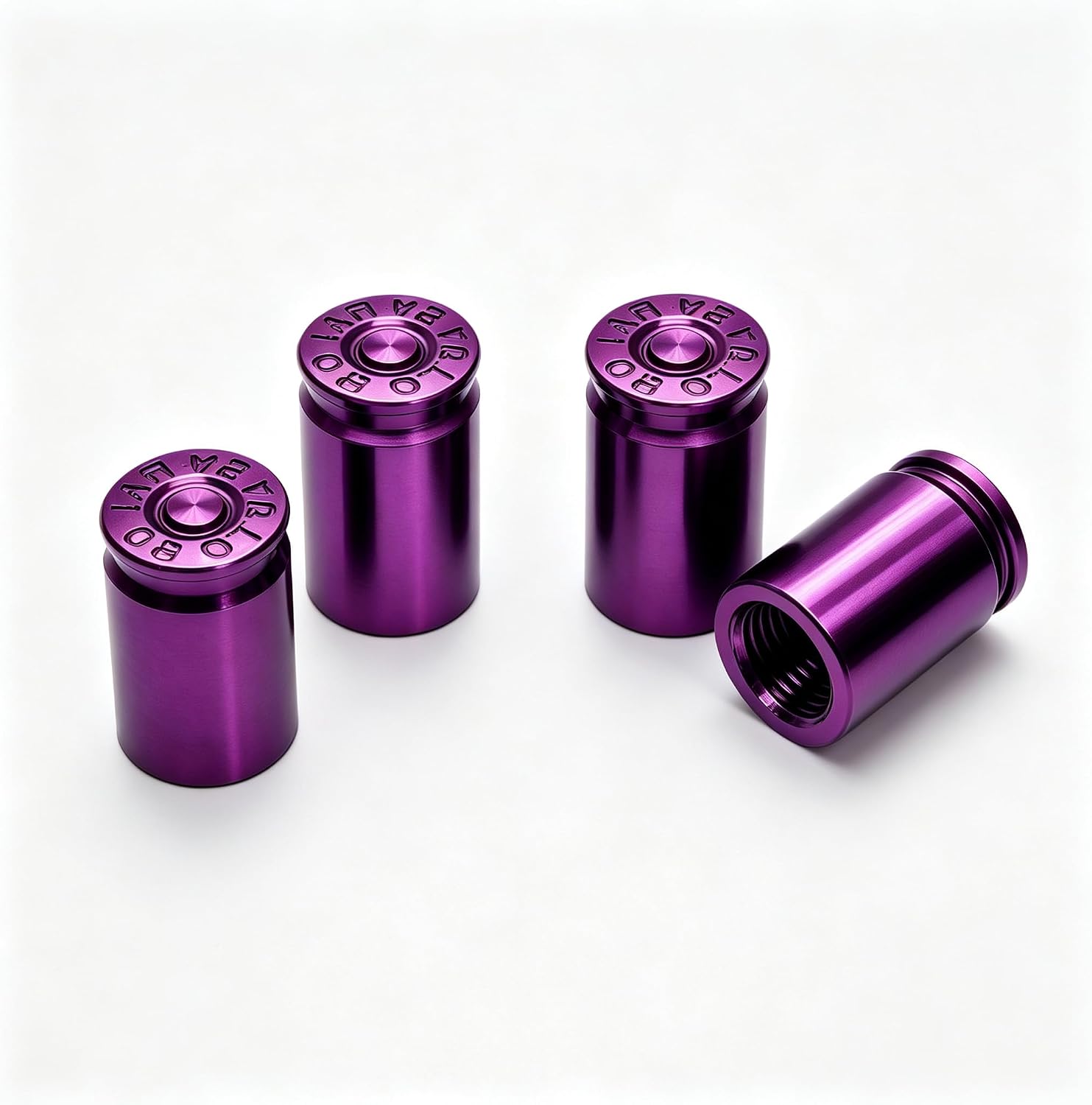 4 PCS Bullet Shell Tire Valve Stem Caps, Aluminum Alloy Dustproof Valve Covers, Cool Bullet Design Tire Air Caps, Universal for Most Cars, Trucks, SUVs (Purple)