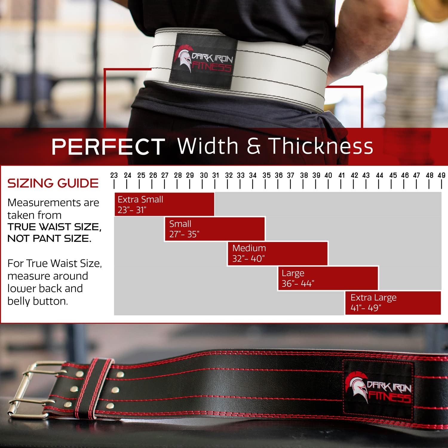 Dark Iron Fitness Weight Lifting Belt for Men & Women - 100% Leather Gym Belts for Weightlifting, Powerlifting, Strength Training, Squat or Deadlift Workout up to 600 Lbs : Sports & Outdoors