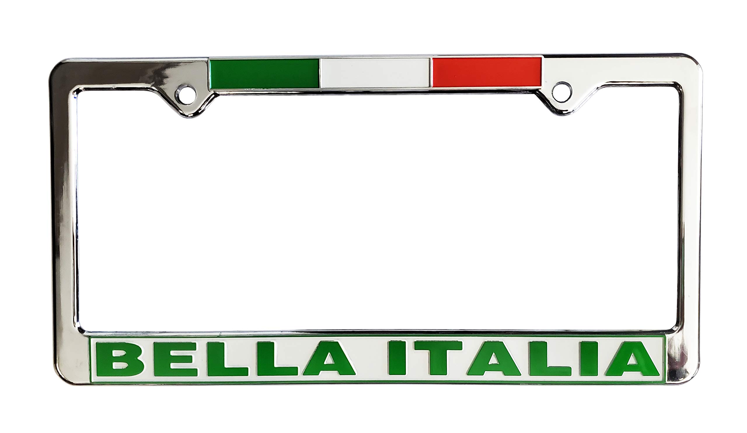 Bella Italia License Plate Plastic Silver Frame with Flag – Italy Collection of Italian Pride Products at PSILoveItaly