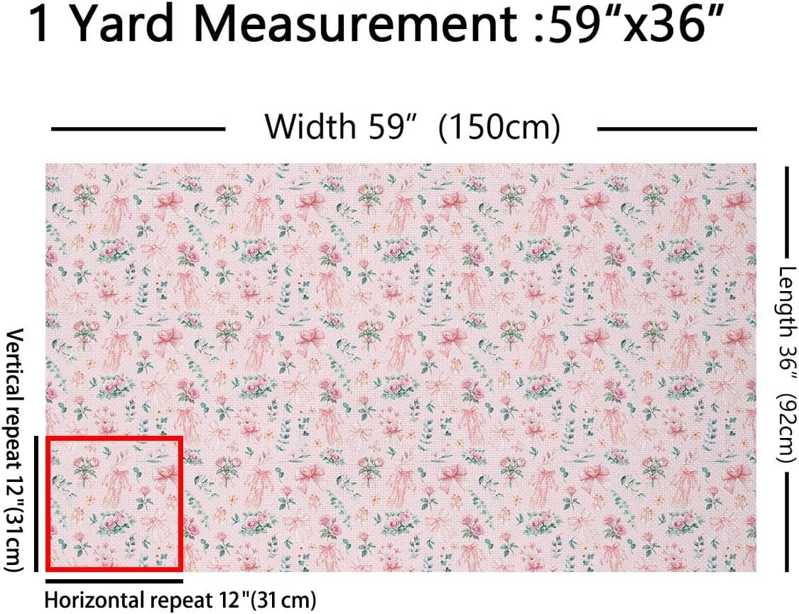 Feelyou Girls Pink Ballet Soft Flannel Fabric by The Yard Kids 3 Yards Bowknot Upholstery Fabric for Boys Rose Flowers Florals for Home DIY Projects, Indoor Decor