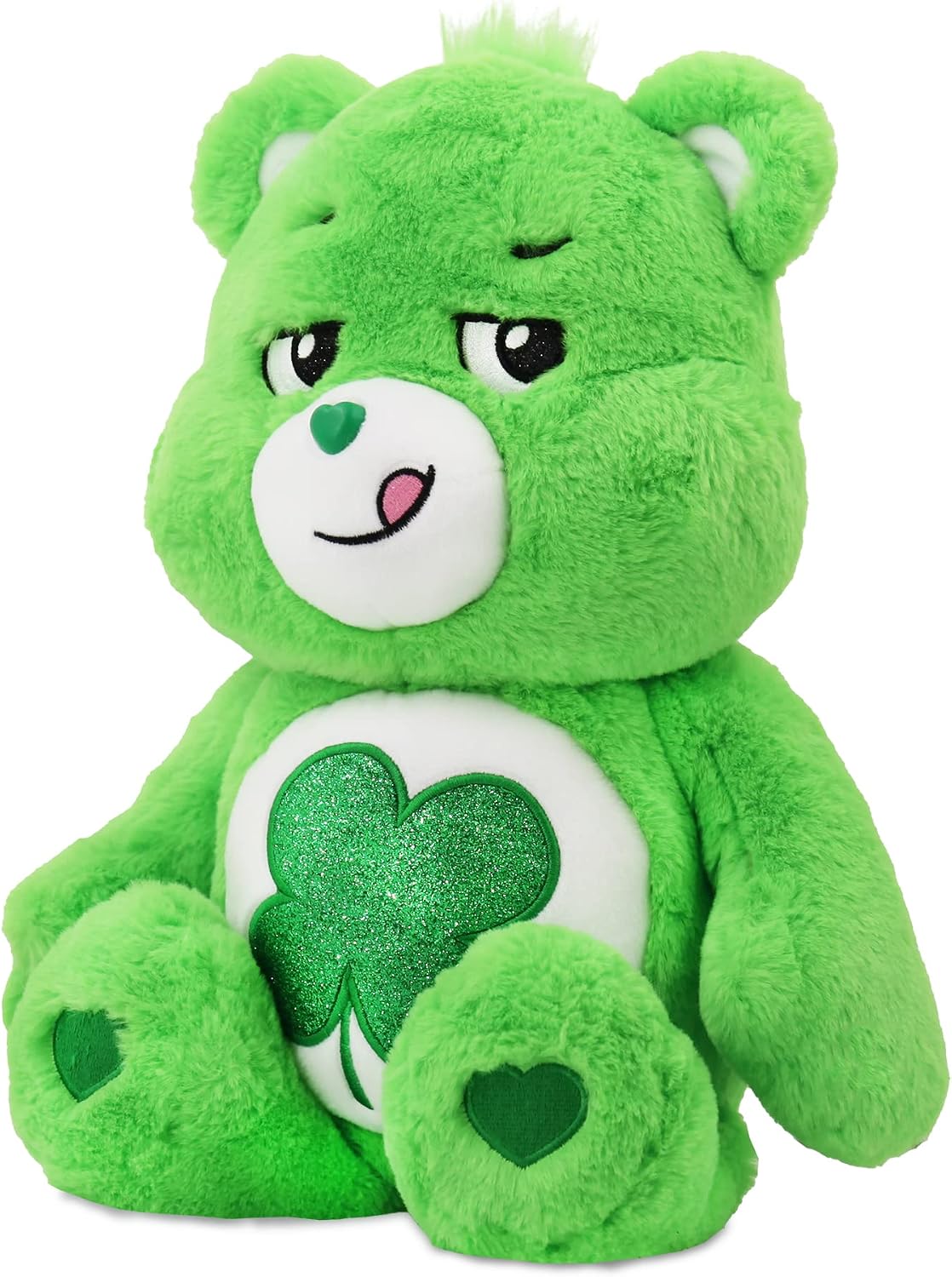 Care Bears 18" Plush - Good Luck Bear with Glitter Belly Badge - Soft Huggable Material!