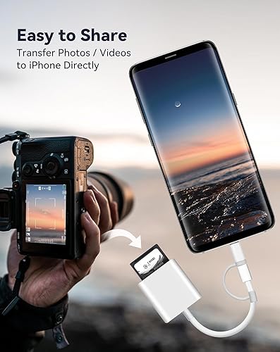 Miniatura 7 de Certificado MFi de Apple Lector de tarjetas de memoria 5 en 1, adaptador USB OTG para iPhoneiPad y lector de tarjetas SD, dispositivos USB C y USB A