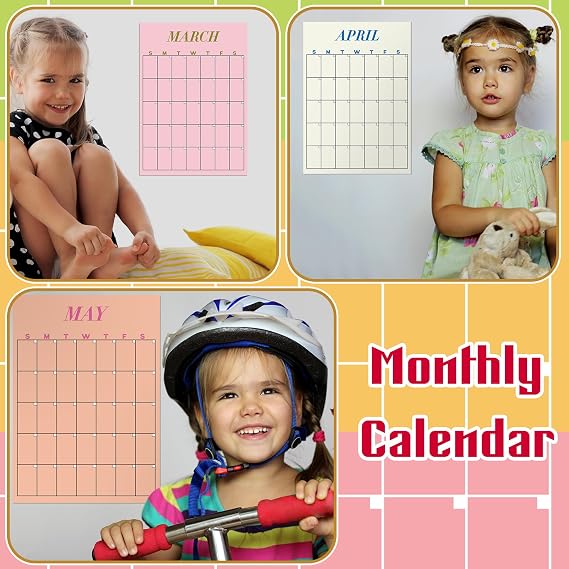 Fullhawl 12 Pcs 12 Pcs Dry Erase Wall Calendar Undated Planner, Light