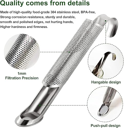 Miniatura 9 de 2 difusores de té de acero inoxidable, coladores de té de acero inoxidable para té suelto con mango de gancho para colgar, difusor de té de mango