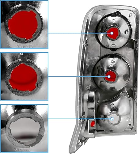 Miniatura 5 de AmeriLite Luces traseras de freno cromadas de repuesto para Cadillac Escalade 02-06 - lado del pasajero y del conductor