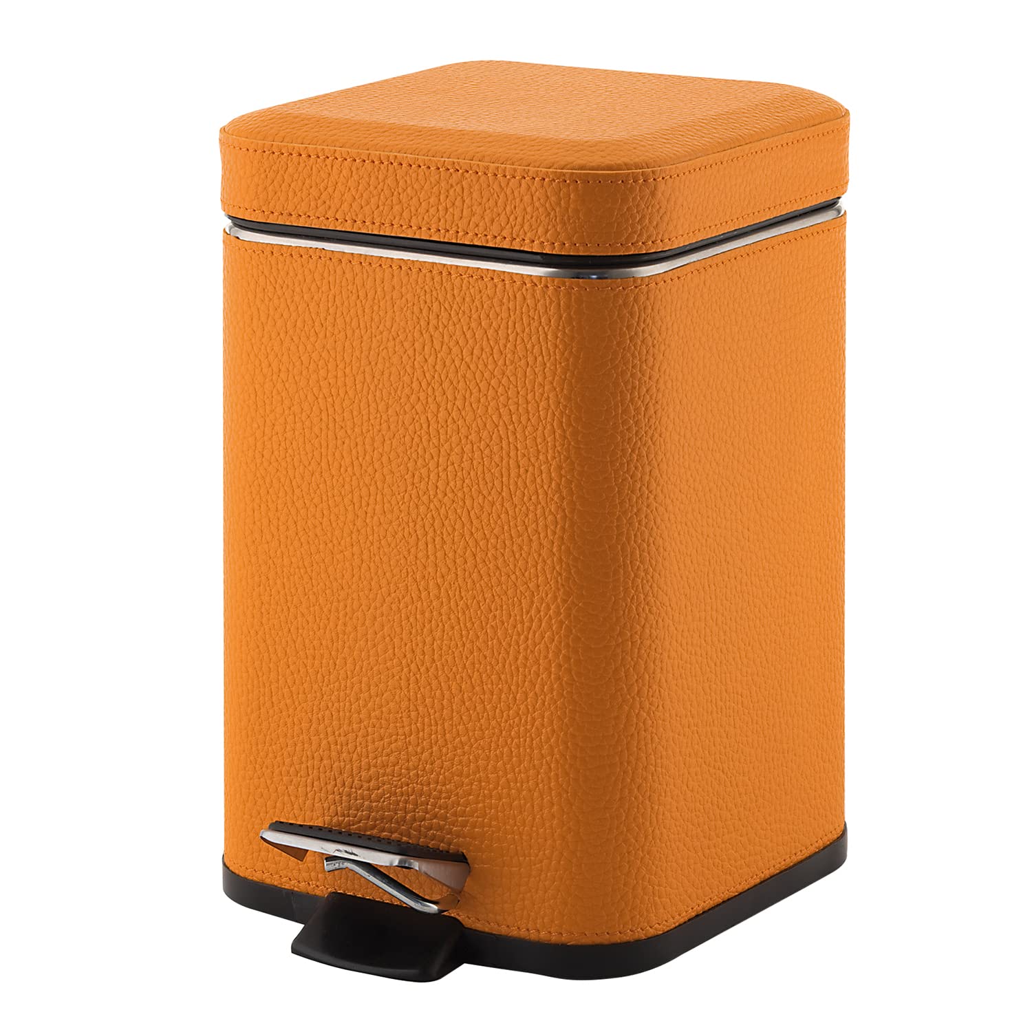 Panier de salle de bain carré orange Gedy Argenta en acier inox 3L