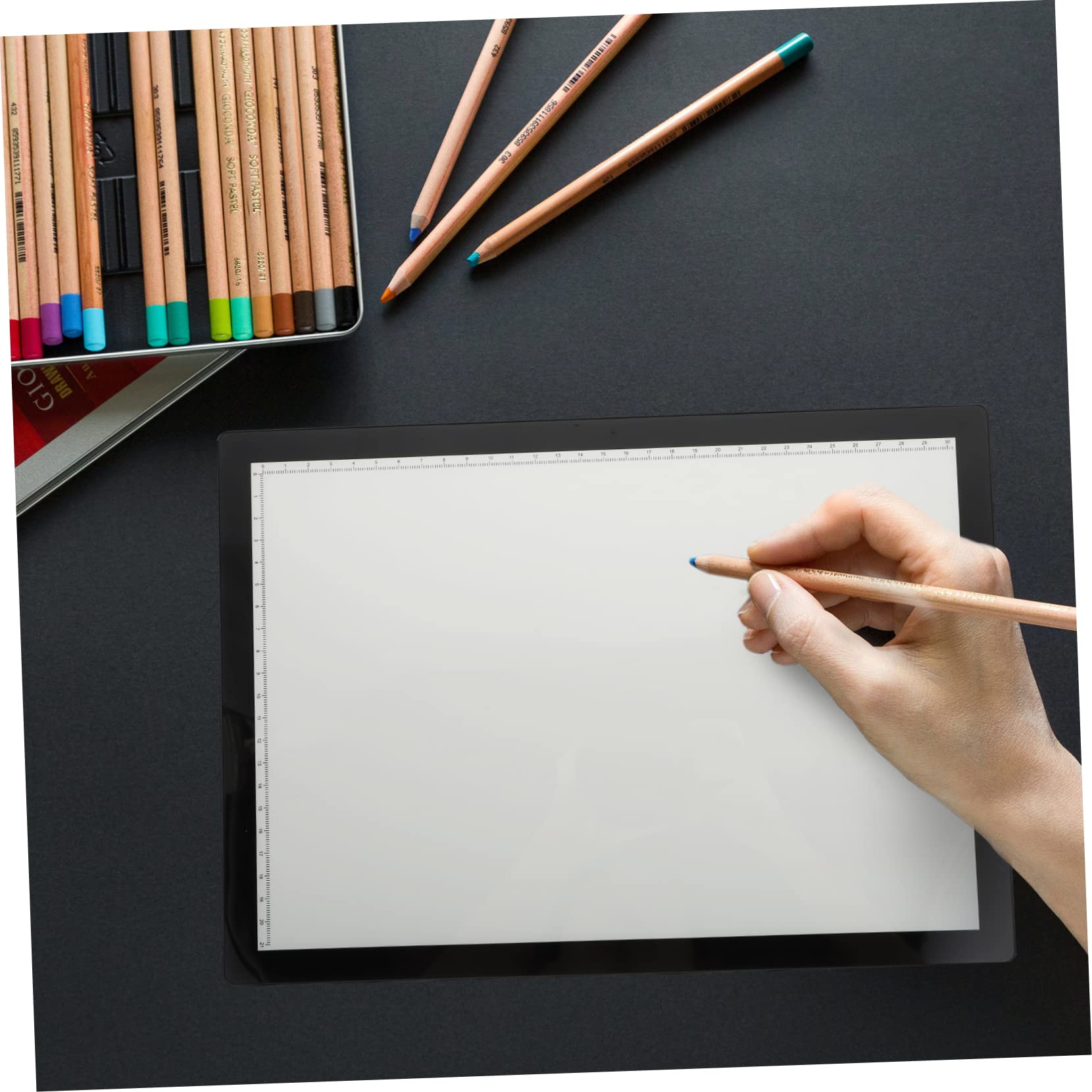 CIMAXIC 1pc Copy Table LED Copy Board Copy Drawing Board Rechargable d Batteries D Rechargeable Batteries Animation Drawing Board Animation Copy Pad Light Drawing Board A4 LED Abs Black