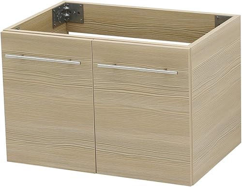 Miniatura 2 de WINDBAY Juego de lavabo flotante para baño de montaje en pared tocador tostado fregadero de cerámica de piedra plana blanca - 24 pulgadas