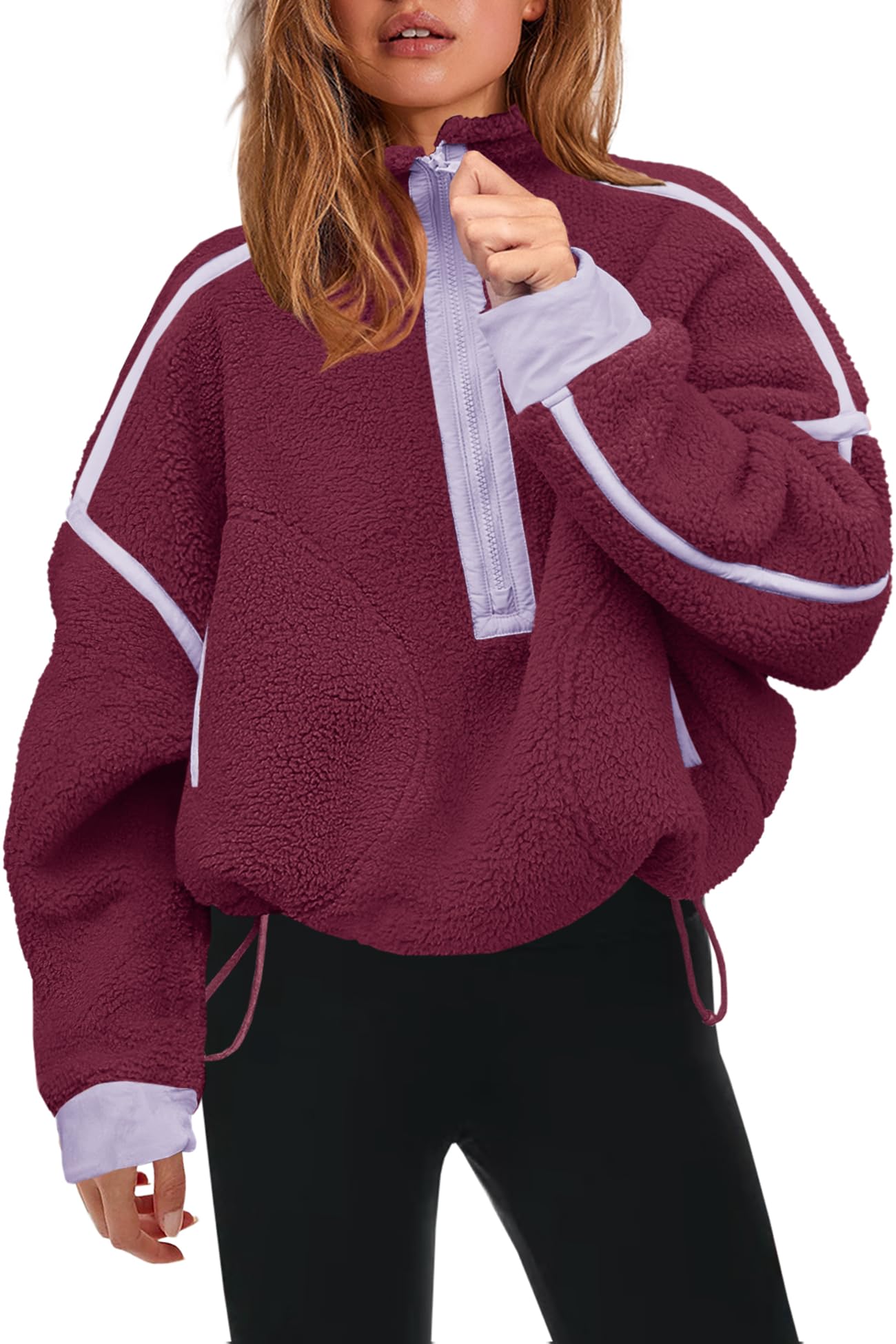 Panadila Womens Half Zip Fleece Pullover Sherpa Jacket