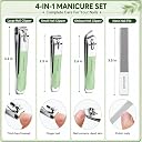 Professional 4-Piece Nail Cutter Kit Set, Stainless Steel Nail Clippers for Fingernails & Toenails, Compact Manicure Pedicure Nail Care Set with Nano Nail File, Travel-Friendly Grooming Kit for Men & Women, Multi Color gallery image