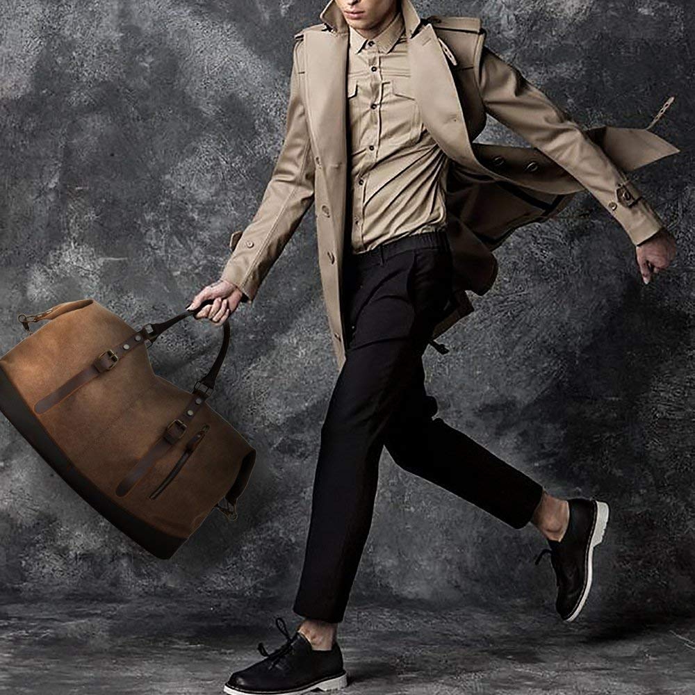 Bolsa de viaje de fin de semana, multifunción, bolso de mano, bolso de hombro para fin de semana, de lona, piel sintética, retro, bolsa de deporte, bolsa de viaje, bolso de lona, unisex, holdall,