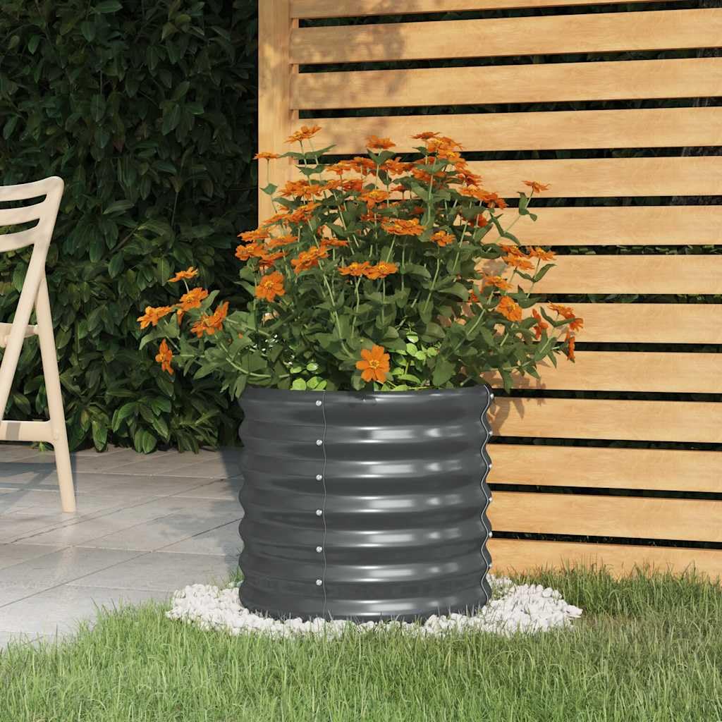 Jardinière en Acier galvanisé Anthracite 40x40x36 cm, bac Plante Durable pour Balcon, terrasse, Jardin avec Drainage et réserve d'eau, Pot Fleur intérieur extérieur Design Nature