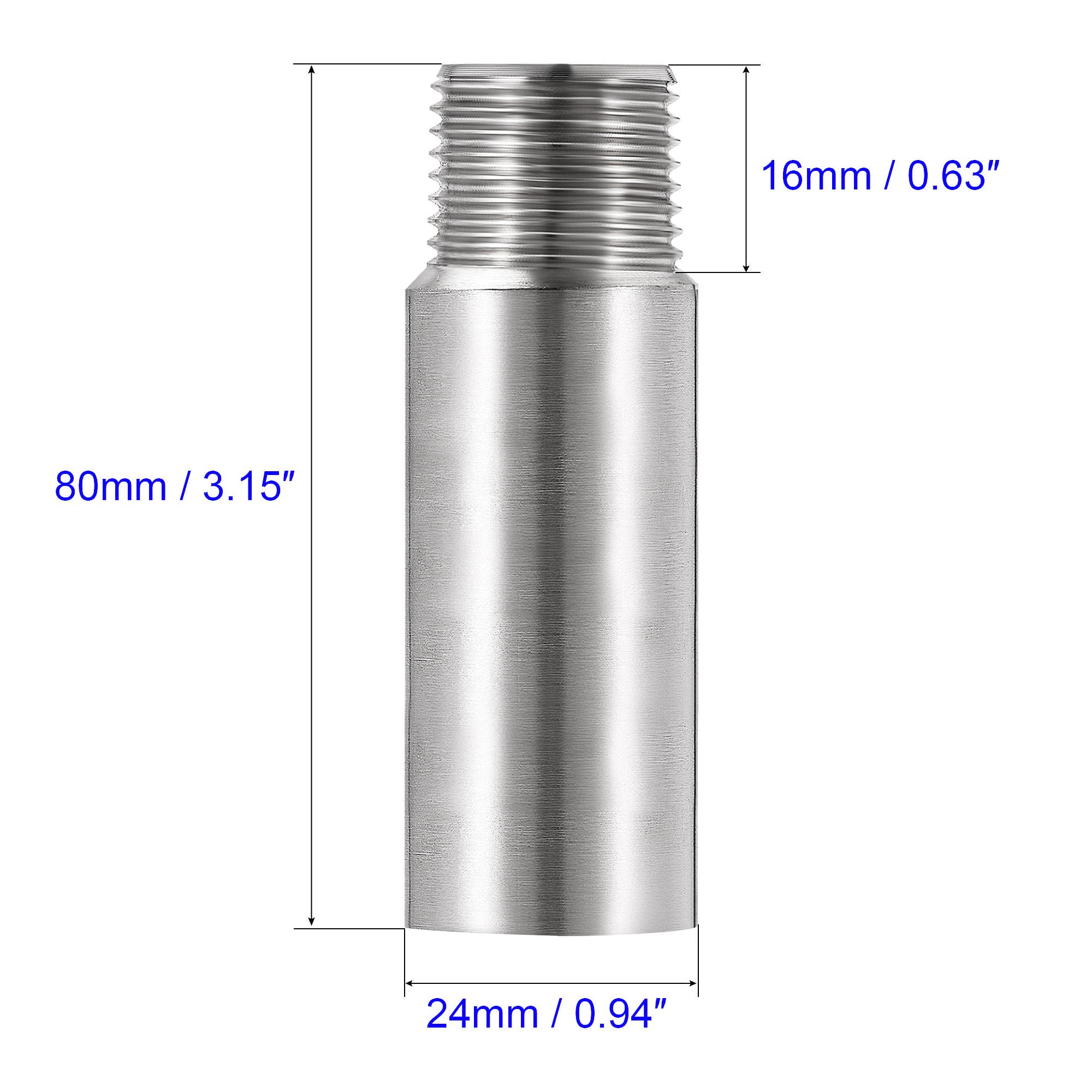 MACHSWON Shower Head Extension Arm,80mm Shower Arm Extension Shower Head Extender 304 Stainless Steel 1/2PT Male to 1/2PT Female Thread - Image 2