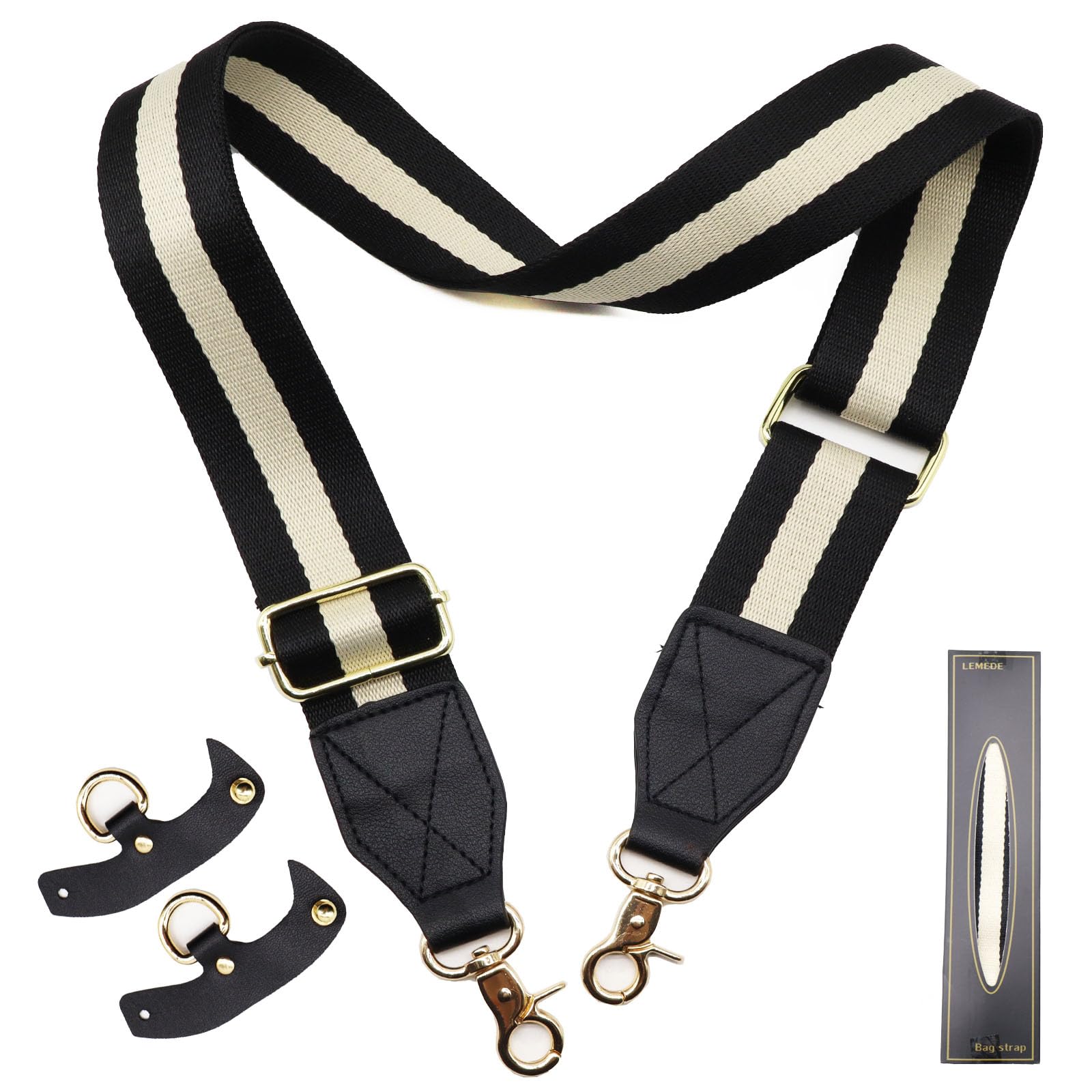 LEMEDE Purse Strap Handbag Accessories Crossbody Bag Adjustable Replacement Conversion Kit,Black Bag Straps for Large Shoulder Bag