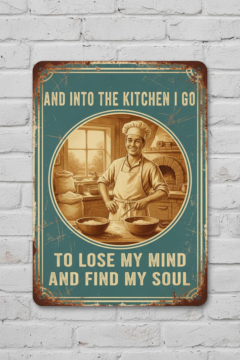 Into The Kitchen Lose My Mind Find My Soul Tin Sign, 8x12 Inch