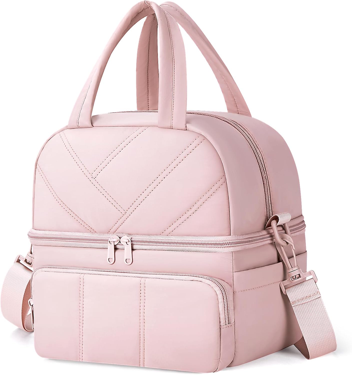 Vuudh Lunch Bag for Women, Double Deck Insulated Lunch Box, Quilted Puffer Lunch Tote Bag, Lightweight, Leakproof, Durable & Reusable Large Lunch Coller for Work Picnic Travel