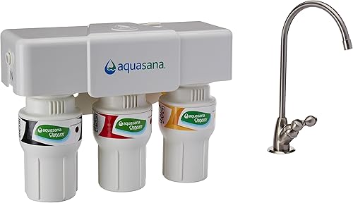 Miniatura 2 de Paquete de sistema de filtro de agua Aquasana de 3 etapas para debajo del fregadero de níquel cepillado AQ-530055  AQ-4105 Sistema de filtro de