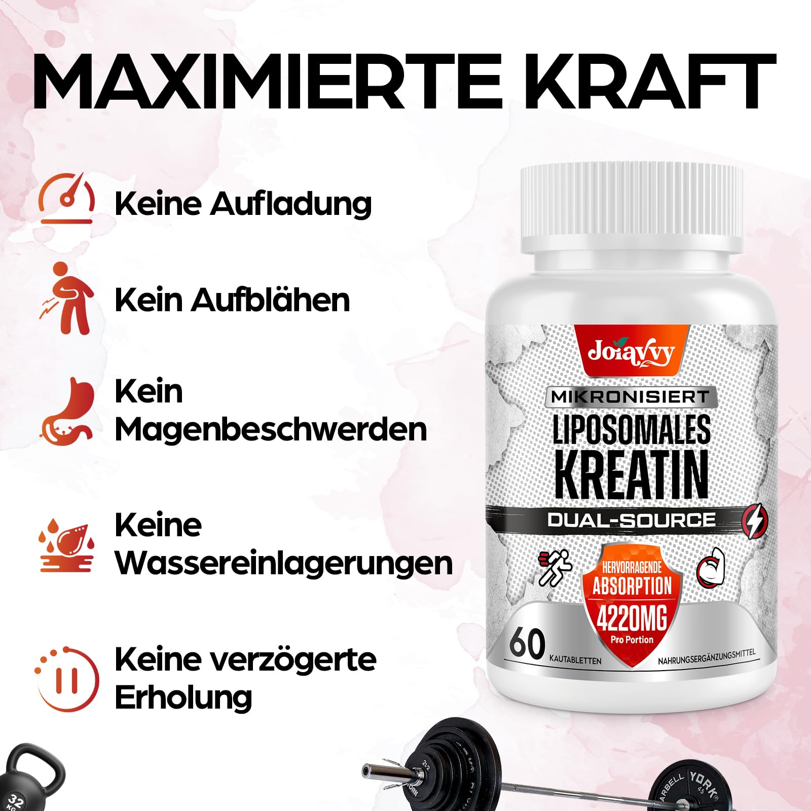 Creatina Monohidratada en Tabletas 4200mg, Creatina Pura Micronizada con Creatina HCl, Alternativa a la Creatina en Polvo, Suplemento para Masa Muscular para Hombres y Mujeres, 120 Tabletas