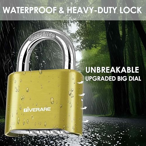 Miniatura 5 de Cerradura de combinación de 4 dígitos, candado de metal resistente, cerraduras de aleación para exteriores con grillete de acero endurecido,