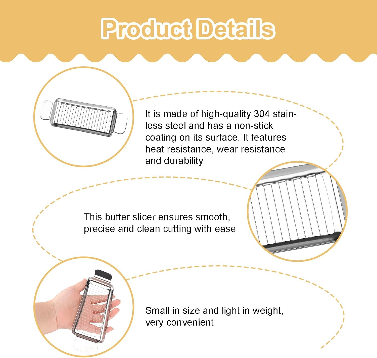 Butter Slicer Cutter, Stainless Steel Cheese Slicer Tool