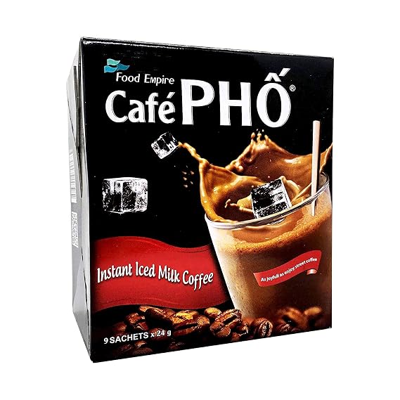 Cafe Pho Vietnamese 3in1 Instant Coffee Mix, Iced Milk Coffee, Cafe Sua Da, Single Serve Coffee Packets, Box of 9 Sachets, Pack of 4